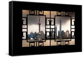 China 10MKm2 Collection - Asian Window - Shanghai Skyline with Oriental Pearl Tower-Philippe Hugonnard-Framed Stretched Canvas