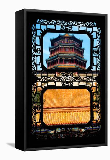 China 10MKm2 Collection - Asian Window - Summer Palace Temple-Philippe Hugonnard-Framed Stretched Canvas