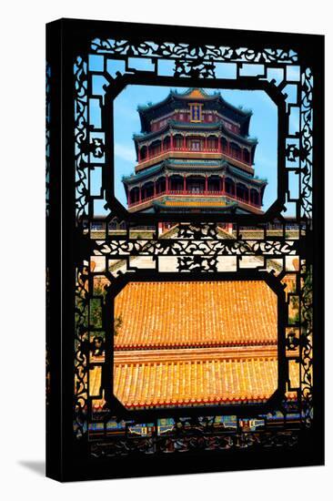China 10MKm2 Collection - Asian Window - Summer Palace Temple-Philippe Hugonnard-Stretched Canvas