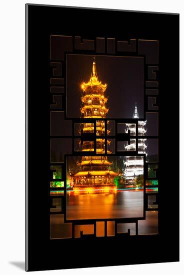 China 10MKm2 Collection - Asian Window - Sun & Moon Twin Pagodas-Philippe Hugonnard-Mounted Photographic Print