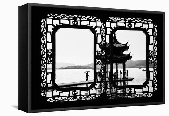 China 10MKm2 Collection - Asian Window - Temple Lake-Philippe Hugonnard-Framed Stretched Canvas
