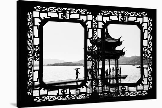 China 10MKm2 Collection - Asian Window - Temple Lake-Philippe Hugonnard-Stretched Canvas