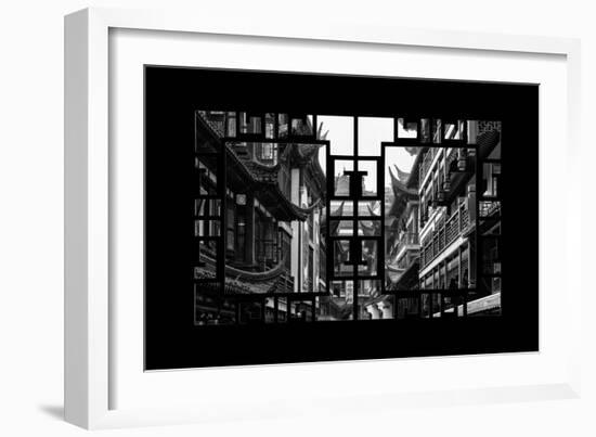 China 10MKm2 Collection - Asian Window - Traditional Architecture in Yuyuan Garden - Shanghai-Philippe Hugonnard-Framed Photographic Print