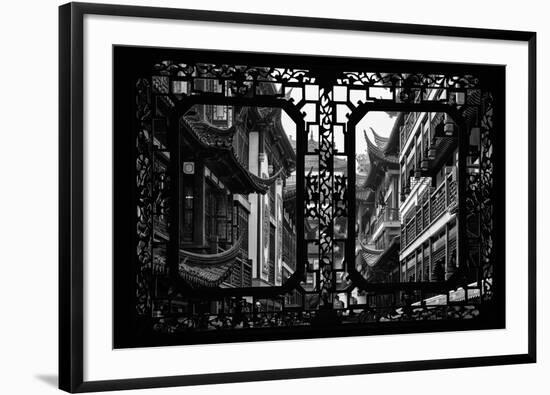 China 10MKm2 Collection - Asian Window - Traditional Architecture in Yuyuan Garden - Shanghai-Philippe Hugonnard-Framed Photographic Print