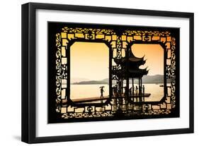 China 10MKm2 Collection - Asian Window - Water Temple at sunset-Philippe Hugonnard-Framed Photographic Print