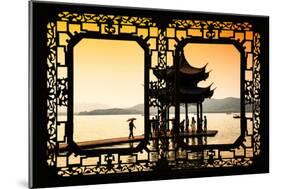 China 10MKm2 Collection - Asian Window - Water Temple at sunset-Philippe Hugonnard-Mounted Photographic Print