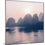 China 10MKm2 Collection - Beautiful Scenery of Yangshuo with Karst Mountains at Pastel Sunrise-Philippe Hugonnard-Mounted Photographic Print