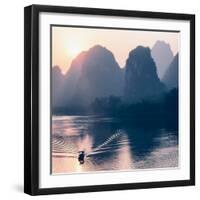 China 10MKm2 Collection - Beautiful Scenery of Yangshuo with Karst Mountains at Pastel Sunrise-Philippe Hugonnard-Framed Photographic Print