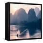 China 10MKm2 Collection - Beautiful Scenery of Yangshuo with Karst Mountains at Pastel Sunrise-Philippe Hugonnard-Framed Stretched Canvas