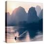 China 10MKm2 Collection - Beautiful Scenery of Yangshuo with Karst Mountains at Pastel Sunrise-Philippe Hugonnard-Stretched Canvas