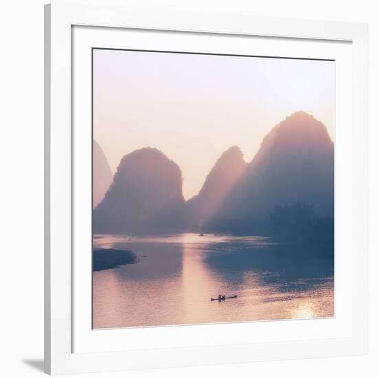 China 10MKm2 Collection - Beautiful Scenery of Yangshuo with Karst Mountains at Pastel Sunrise-Philippe Hugonnard-Framed Photographic Print