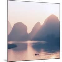 China 10MKm2 Collection - Beautiful Scenery of Yangshuo with Karst Mountains at Pastel Sunrise-Philippe Hugonnard-Mounted Photographic Print