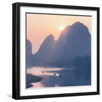 China 10MKm2 Collection - Beautiful Scenery of Yangshuo with Karst Mountains at Pastel Sunrise-Philippe Hugonnard-Framed Photographic Print