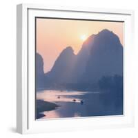 China 10MKm2 Collection - Beautiful Scenery of Yangshuo with Karst Mountains at Pastel Sunrise-Philippe Hugonnard-Framed Photographic Print