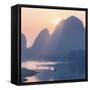 China 10MKm2 Collection - Beautiful Scenery of Yangshuo with Karst Mountains at Pastel Sunrise-Philippe Hugonnard-Framed Stretched Canvas