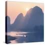 China 10MKm2 Collection - Beautiful Scenery of Yangshuo with Karst Mountains at Pastel Sunrise-Philippe Hugonnard-Stretched Canvas