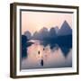 China 10MKm2 Collection - Beautiful Scenery of Yangshuo with Karst Mountains at Pastel Sunrise-Philippe Hugonnard-Framed Photographic Print