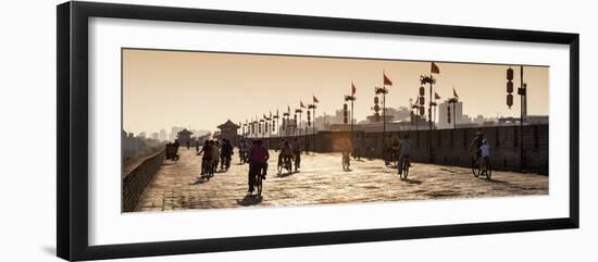 China 10MKm2 Collection - Bike Ride on the Ramparts of the City at Sunset - Xi'an City-Philippe Hugonnard-Framed Photographic Print