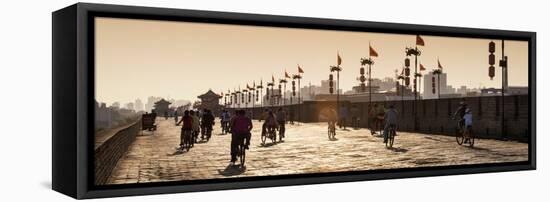 China 10MKm2 Collection - Bike Ride on the Ramparts of the City at Sunset - Xi'an City-Philippe Hugonnard-Framed Stretched Canvas