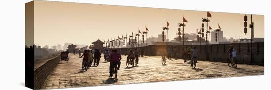 China 10MKm2 Collection - Bike Ride on the Ramparts of the City at Sunset - Xi'an City-Philippe Hugonnard-Stretched Canvas