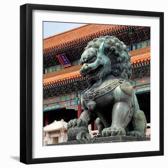 China 10MKm2 Collection - Bronze Chinese Lion in Forbidden City-Philippe Hugonnard-Framed Photographic Print