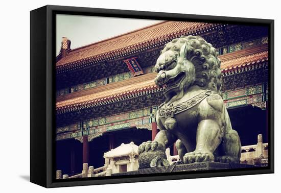 China 10MKm2 Collection - Bronze Chinese Lion in Forbidden City-Philippe Hugonnard-Framed Stretched Canvas