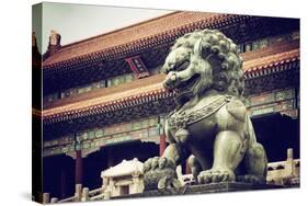 China 10MKm2 Collection - Bronze Chinese Lion in Forbidden City-Philippe Hugonnard-Stretched Canvas