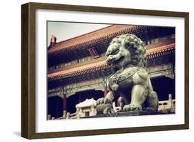 China 10MKm2 Collection - Bronze Chinese Lion in Forbidden City-Philippe Hugonnard-Framed Photographic Print