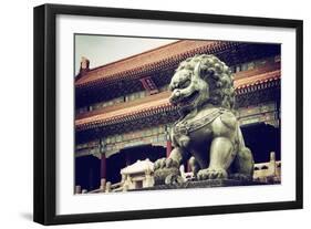 China 10MKm2 Collection - Bronze Chinese Lion in Forbidden City-Philippe Hugonnard-Framed Photographic Print