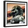 China 10MKm2 Collection - Bronze Chinese Lion in Forbidden City-Philippe Hugonnard-Framed Photographic Print