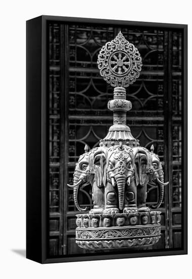 China 10MKm2 Collection - Buddhist Temple - Elephant Statue-Philippe Hugonnard-Framed Stretched Canvas
