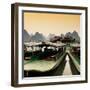 China 10MKm2 Collection - Chinese Boats with Karst Mountains at Sunset-Philippe Hugonnard-Framed Photographic Print