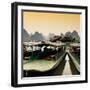 China 10MKm2 Collection - Chinese Boats with Karst Mountains at Sunset-Philippe Hugonnard-Framed Photographic Print