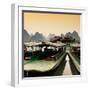 China 10MKm2 Collection - Chinese Boats with Karst Mountains at Sunset-Philippe Hugonnard-Framed Photographic Print