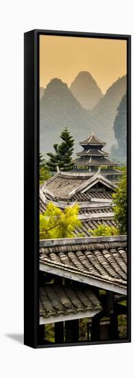 China 10MKm2 Collection - Chinese Buddhist Temple with Karst Mountains at Sunset-Philippe Hugonnard-Framed Stretched Canvas
