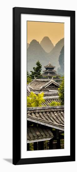 China 10MKm2 Collection - Chinese Buddhist Temple with Karst Mountains at Sunset-Philippe Hugonnard-Framed Photographic Print