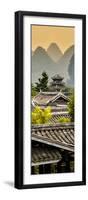 China 10MKm2 Collection - Chinese Buddhist Temple with Karst Mountains at Sunset-Philippe Hugonnard-Framed Photographic Print