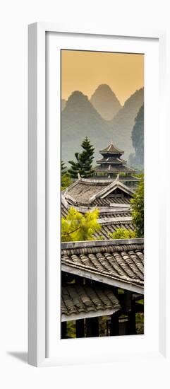 China 10MKm2 Collection - Chinese Buddhist Temple with Karst Mountains at Sunset-Philippe Hugonnard-Framed Photographic Print