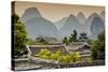 China 10MKm2 Collection - Chinese Buddhist Temple with Karst Mountains at Sunset-Philippe Hugonnard-Stretched Canvas