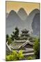 China 10MKm2 Collection - Chinese Buddhist Temple with Karst Mountains at Sunset-Philippe Hugonnard-Mounted Photographic Print