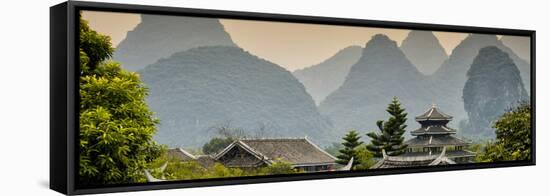 China 10MKm2 Collection - Chinese Buddhist Temple with Karst Mountains at Sunset-Philippe Hugonnard-Framed Stretched Canvas
