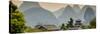 China 10MKm2 Collection - Chinese Buddhist Temple with Karst Mountains at Sunset-Philippe Hugonnard-Stretched Canvas