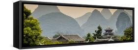 China 10MKm2 Collection - Chinese Buddhist Temple with Karst Mountains at Sunset-Philippe Hugonnard-Framed Stretched Canvas