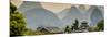 China 10MKm2 Collection - Chinese Buddhist Temple with Karst Mountains at Sunset-Philippe Hugonnard-Mounted Photographic Print