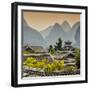 China 10MKm2 Collection - Chinese Buddhist Temple with Karst Mountains at Sunset-Philippe Hugonnard-Framed Photographic Print