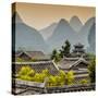 China 10MKm2 Collection - Chinese Buddhist Temple with Karst Mountains at Sunset-Philippe Hugonnard-Stretched Canvas