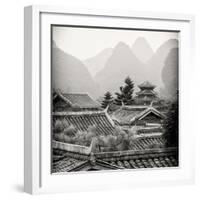 China 10MKm2 Collection - Chinese Buddhist Temple with Karst Mountains-Philippe Hugonnard-Framed Photographic Print