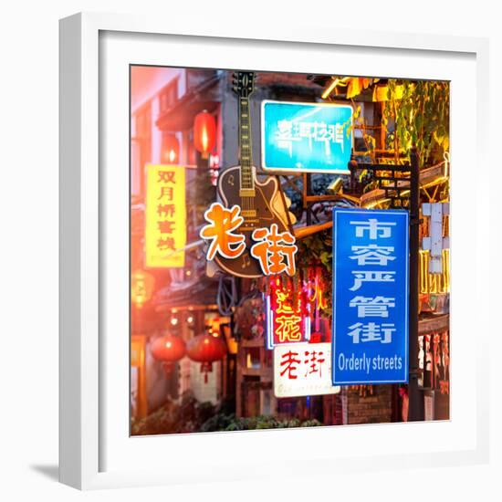 China 10MKm2 Collection - Chinese Signs Night-Philippe Hugonnard-Framed Photographic Print