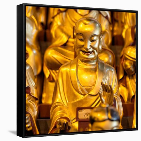 China 10MKm2 Collection - Gold Buddhist Statue in Longhua Temple-Philippe Hugonnard-Framed Stretched Canvas