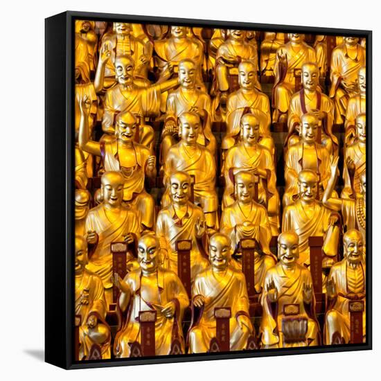 China 10MKm2 Collection - Gold Buddhist Statue in Longhua Temple-Philippe Hugonnard-Framed Stretched Canvas